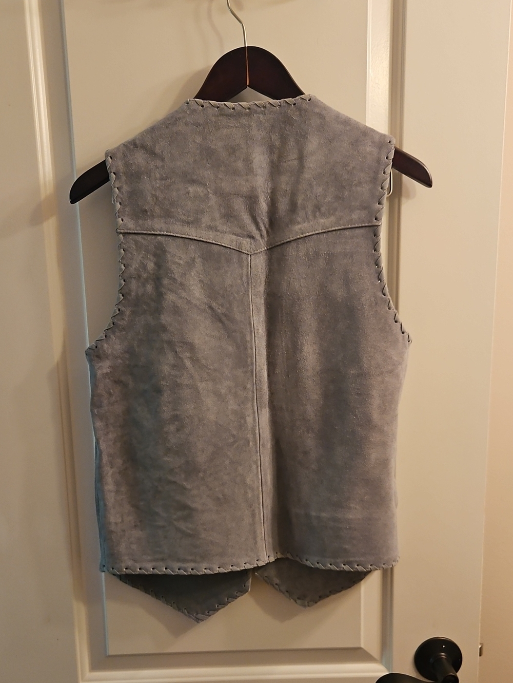 NWT Understated Leather x Free People 100% Suede Heart Stud Vest, Gray Blue, XS - Picture 6 of 9